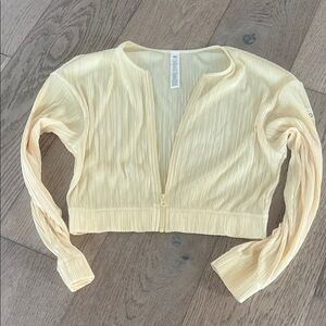 ALO Yoga Yellow Ribbed Zip Crop Top